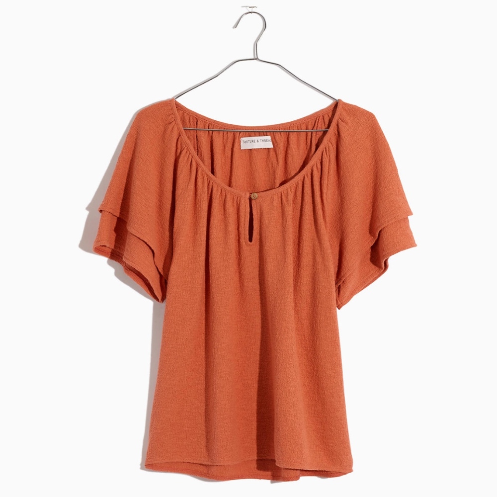 Texture & Thread Tiered-Sleeve Top